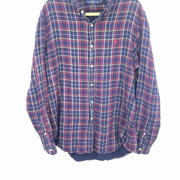 Ralph Lauren Men Size XL Shirt Button Down Top Blue Red Checkered Plaid Lined - Picture 3 of 8